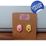 Ice Cream Pink And Yellow Lollies Stud..