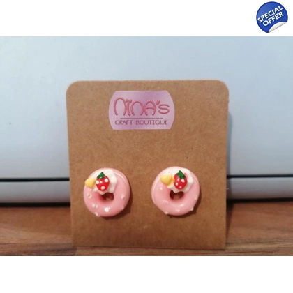 Doughnut Dessert Pink Stud Earrings Set
