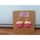 Cupcake Dessert Pink Stud Earrings Set
