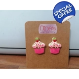 Cupcake Dessert Pink Stud Earrings Set