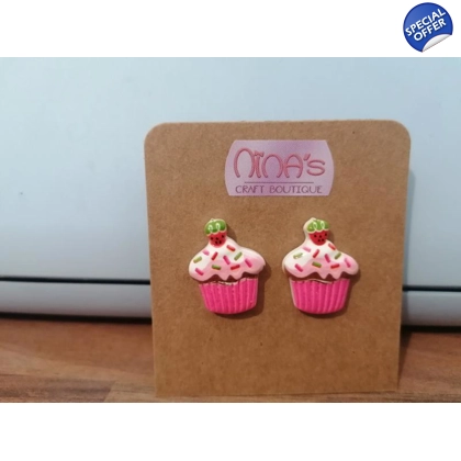 Cupcake Dessert Pink Stud Earrings Set Cupcake Dessert Pink Stud Earrings Set