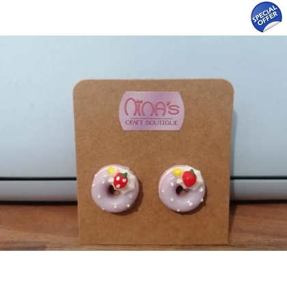 Doughnut Dessert Purple Pink Stud Earrings Set Doughnut Dessert Purple Pink Stud Earrings Set
