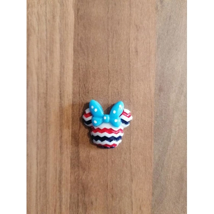 Disney Minnie Mouse Blue Bow (Red, Black & White) Plastic Single Pin Badge Disney Minnie Mouse Blue Bow (Red, Black & White) Plastic Single Pin Badge