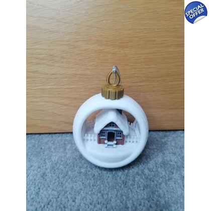 Christmas House With Snow Bauble Ornament Keepsake 3D Printed Bauble