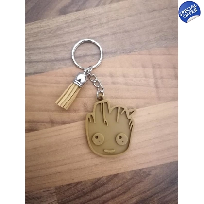 I Am Groot Face Marvel Brown 3D Printed Keychain Keyring I Am Groot Face Marvel Brown 3D Printed Keychain Keyring