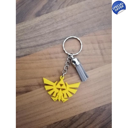 Legend Of Zelda Hyrule Crest Yellow 3D Printed Keychain Keyring Legend Of Zelda Hyrule Crest Yellow 3D Printed Keychain Keyring