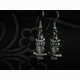 owl sat on branch pendant earrings