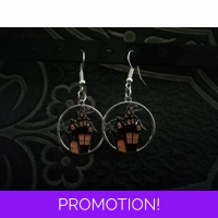 haunted house pendant earrings