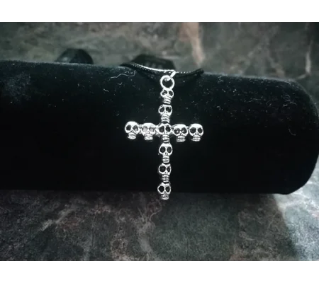 cross of skulls choker