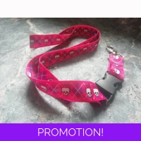 pink skull lanyard