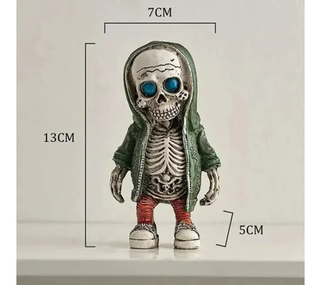 Skeleton Hoodie Squat Resin Character Figurine