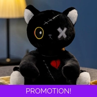Black Dark Cat Plush Toy 25cm
