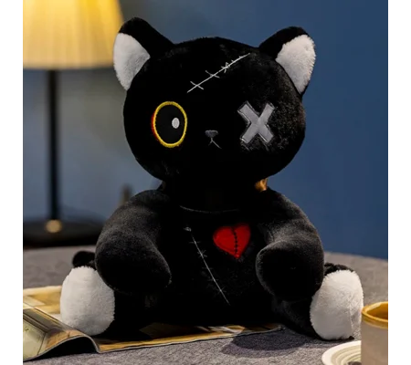 Black Dark Cat Plush Toy 25cm
