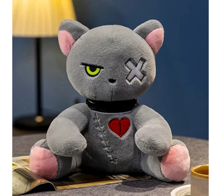 Grey Dark Cat Plush Toy 25cm