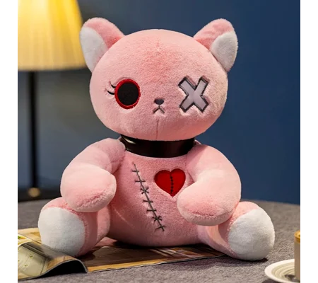 Pink Dark Cat Plush Toy 25cm
