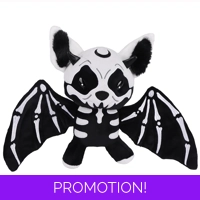 Black Skeleton Bat Plush Toy