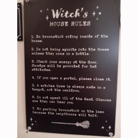 Witches House Rules metal sign