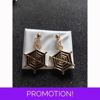 Gold and black Cobweb stud earrings