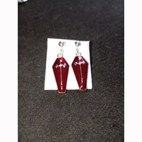 Red Coffin stud earrings