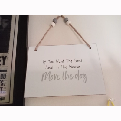If you want the best seat in the house move the dog sign If you want the best seat in the house move the dog sign
