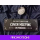 Coven meeting in progress sign