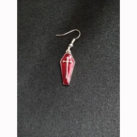 red coffin earrings