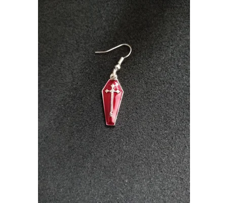 red coffin earrings