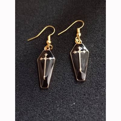black coffin earrings