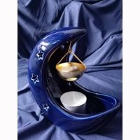 Blue Crescent moon oil burner