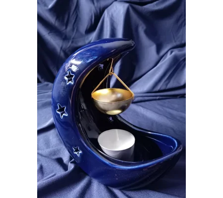Blue Crescent moon oil burner