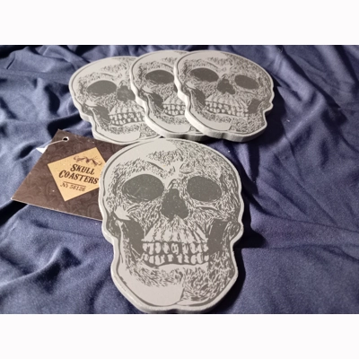 Grey Skull Coaster Set
