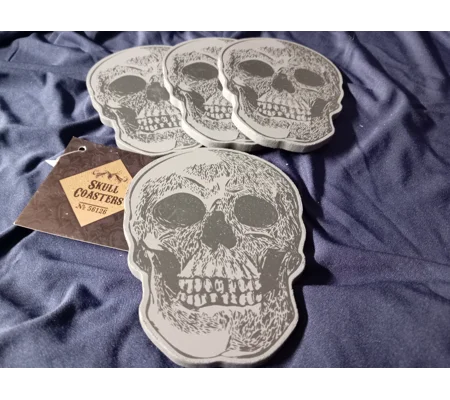 Grey Skull Coaster Set