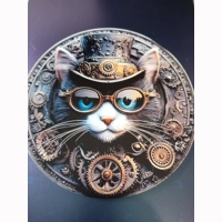 Steampunk Cat Plate Sign