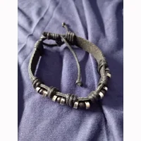 Leather and beads adjustable brac..