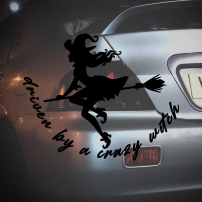 Driven By A Crazy Witch Sticker