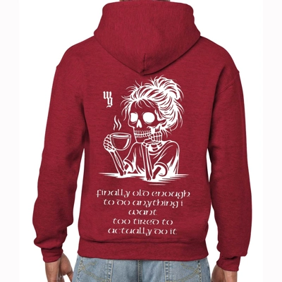 Finally Old Enough Coffee Skeleton Red Hoodie