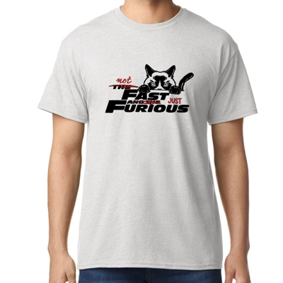 Not Fast Just Furious Cat Grey Tee