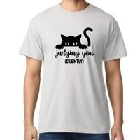 Judging You Silently Cat Grey Tee