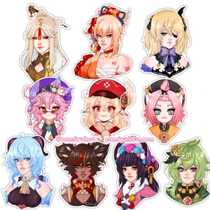 genshin bust stickers - girls