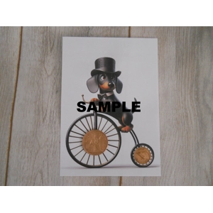 Picture of a Dachshund Dog Riding A Penny Farthing Bike Old Penny & Farthing Coins