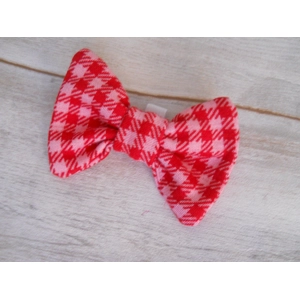 Red & Pink Checked Dog Bow Tie