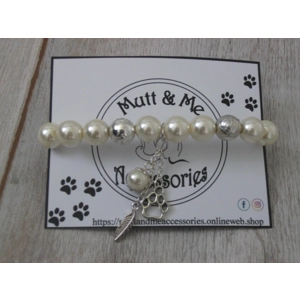 Bead Stretch Bracelet With Dangling Paw Charm Bead Stretch Bracelet With Dangling Paw Charm