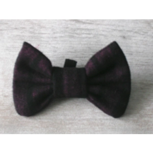 HANDMADE  AUBERGINE TARTAN DOG BOW TIE
