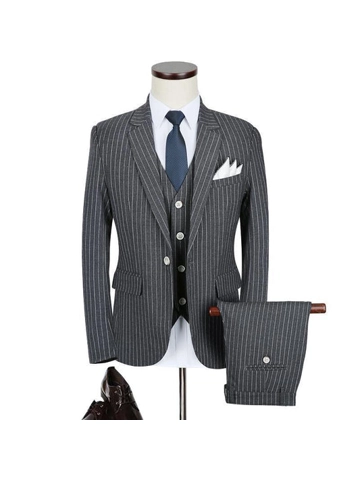 3 piece men's suit slim fit one button
