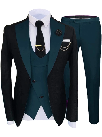 Formal men wedding green suit