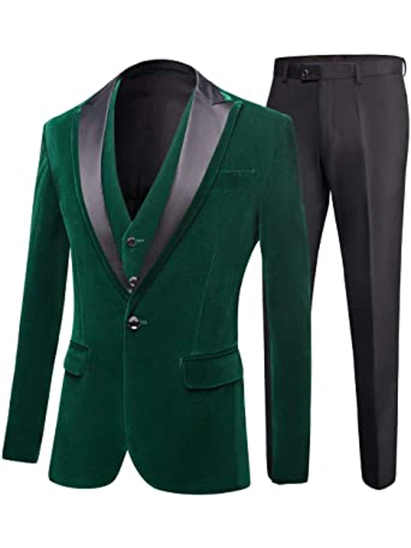 Royal green velvet suit