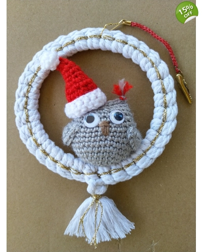 Handmade Macrame Wreath with handmade owl 1 Handmade Macrame Wreath with handmade owl 1
