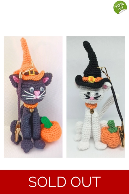 Handmade Halloween Black Cat or White Cat