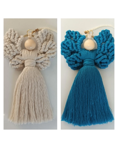 Handmade Macrame Angel (natural or blue)