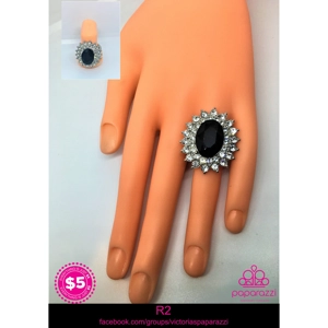 R2 - Black and Silver Paparazzi Ring